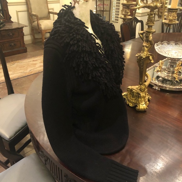 525 AMERICA Black Large Sweater With Double Looped Yarn Collar - Picture 7 of 13